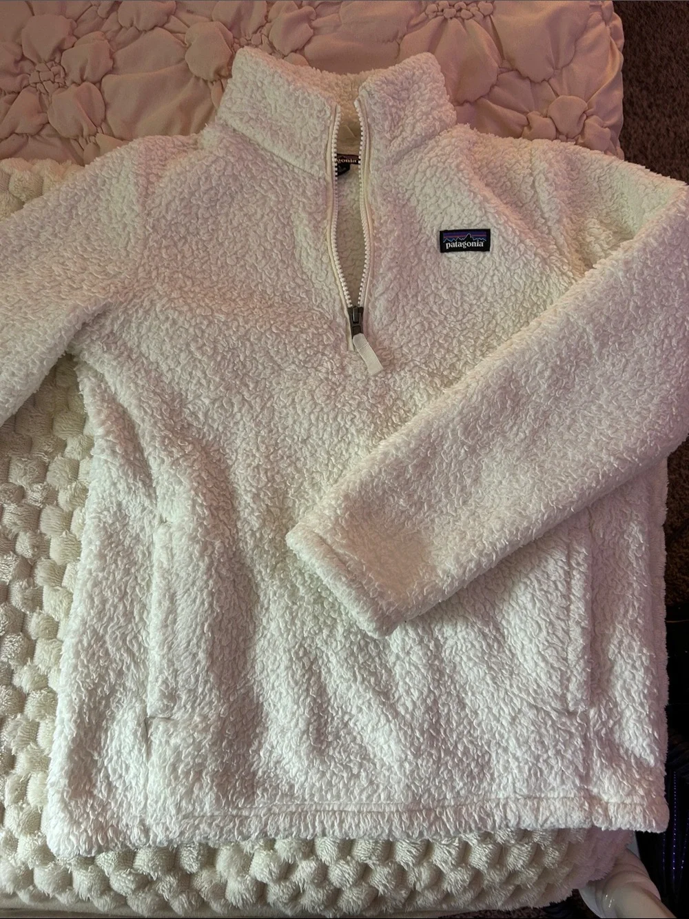 Patagonia Girls Cream Sherpa Half-Zip Pullover